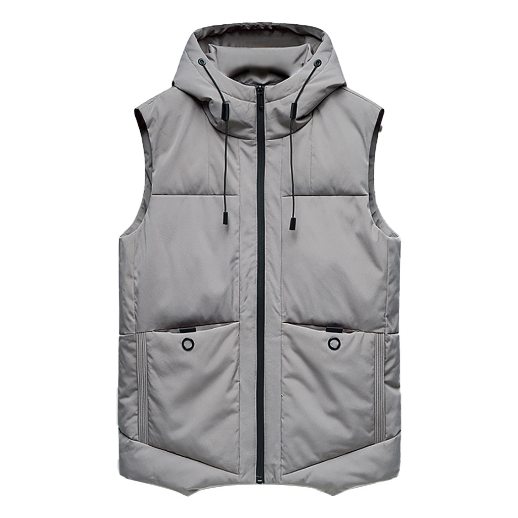 

SAGACE Mens Parkas sleeveless Jackets Winter Coats Casual New Hooded Thick Padded male Pure Color Waistcoat Vest Top Coat, Black