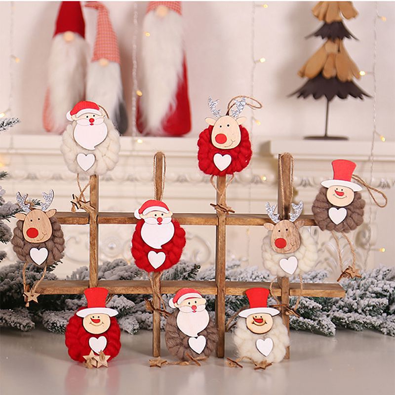 

3PCS Wooden Christmas Pendants Hanging Decorative Ornaments For Holiday Season Festival Home Decor Adornos De Navidad 2019