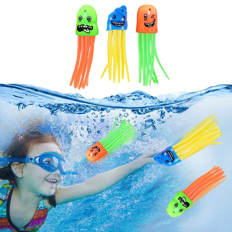 Children Funny Toy 3Pcs Octopus Pool Diving Beach accessories For Kids Bath Toys With Funny Faces Kids Swimming Toys-image-549542265