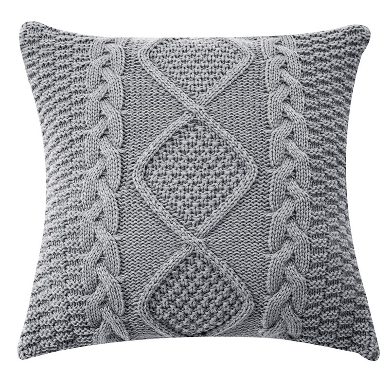 

Knitted Wool Cushion Cover Super Soft Pillow Cover Solid Sofa Waits Bedroom Decorative Pillows Square Throw Pillows Covers Pillow Case, White