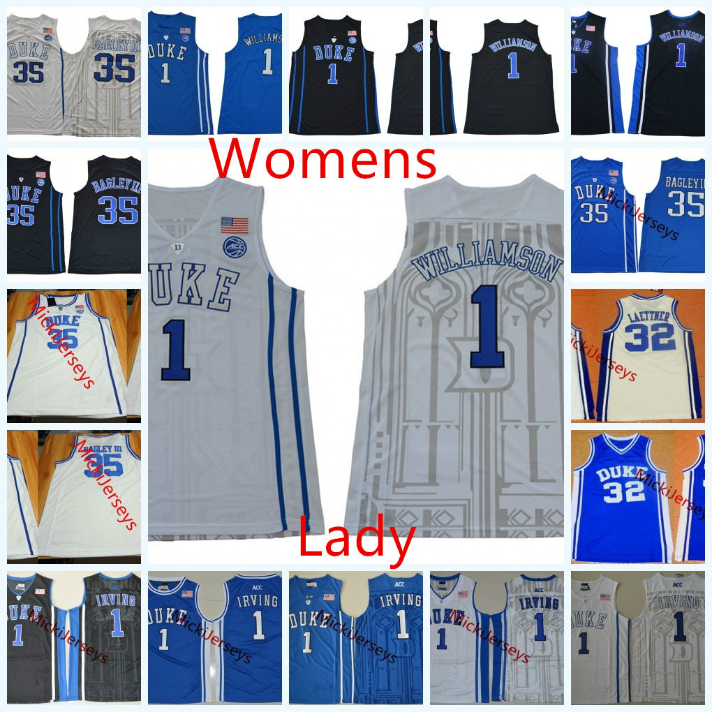 

Womens NCAA Duke Blue Devils Kyrie Irving Basketball Jersey Lady 32 Christian Laettner 1 Zion Williamson 35 Marvin Bagley III Duke Jerseys, Black;red