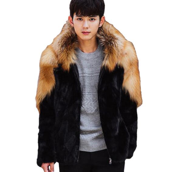 

Autumn hooded faux mink leather jacket mens winter thicken warm fur leather coat men slim jackets jaqueta de couro fashion B35