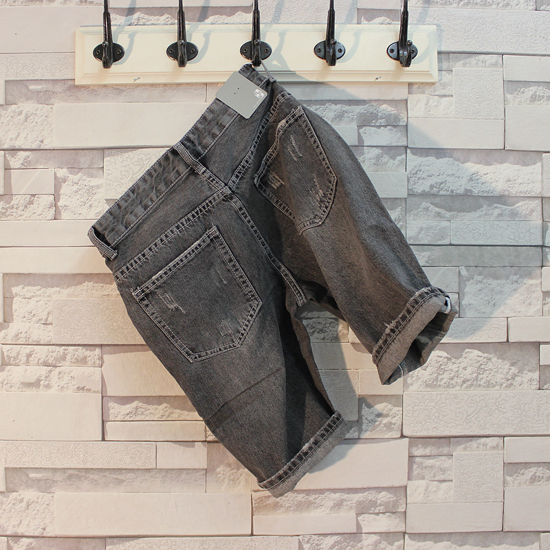 

Mens Straight Softener Knee Length Jeans Vintage Washed Cowboy Beach Shorts 2XL Fashion Denim Streetwear Trousers, As picture