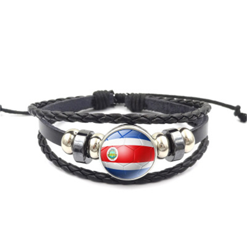 

Link, Chain The FI FA World Cup Football Team Rica Leather Bracelet Po Picture Dome Cabochon Glass Snap Button