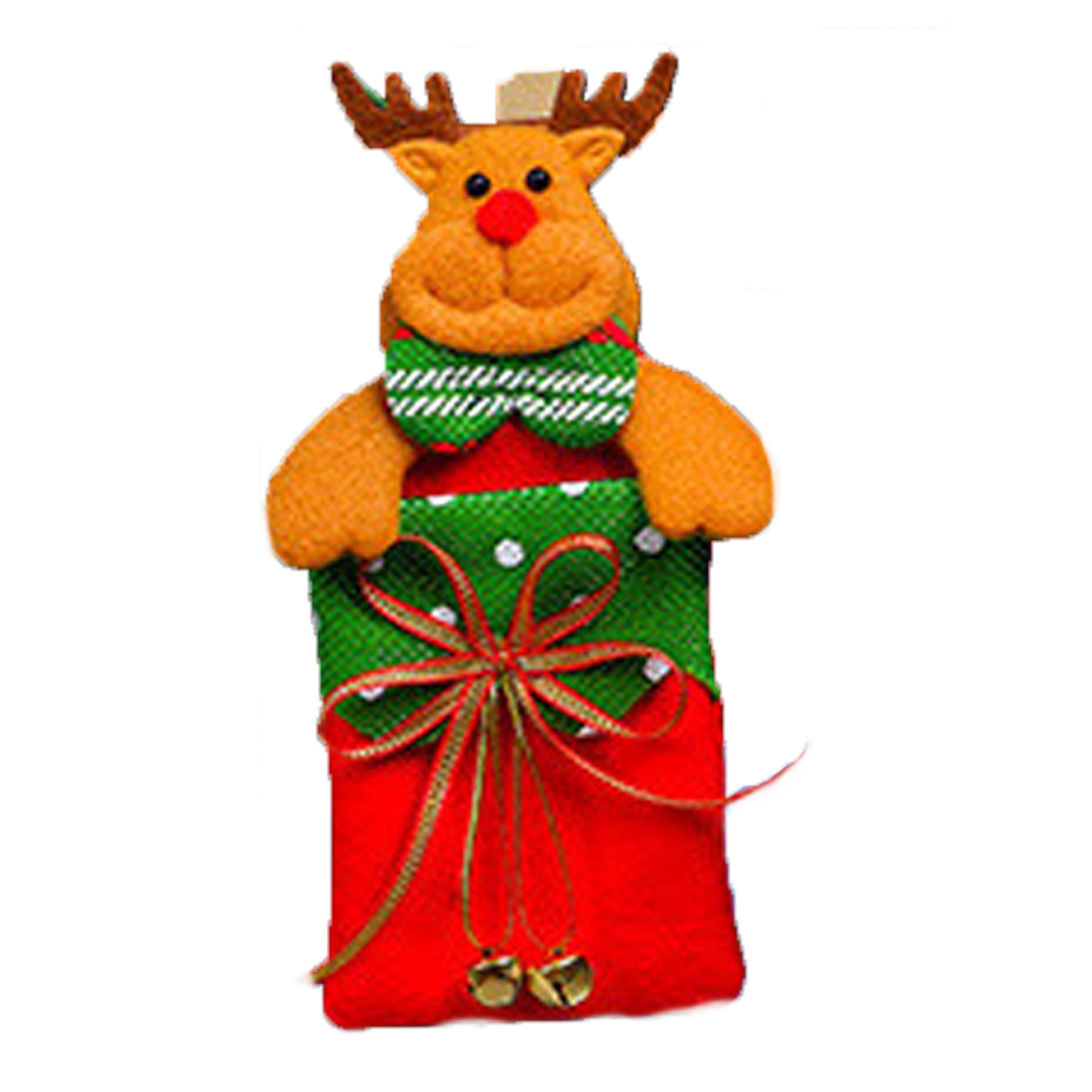 

Christmas Tree Pendant Gift Bag Hanging Ornament With Bell Ribbon Christmas Home Party Decoration Deer Elk