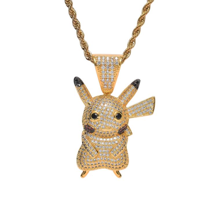

New cartoon character pendant zircon hip hop necklace for free postage