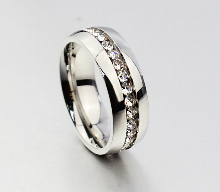 

Silver Diamond Wedding Rings For Women Men Stainless Steel Engagement Ring Anillos Anel