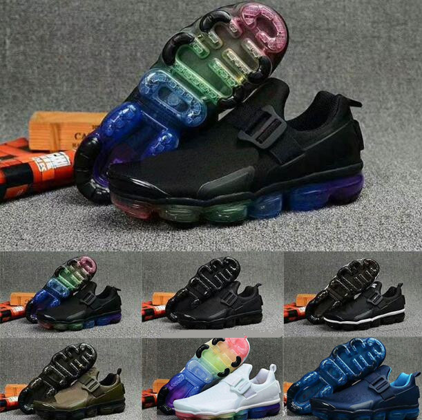 

2020 hot men running shoes Airs Tanjun Buckle Strap Belt shoes no lace charcoal Charbon Noir rainbow blue black white cushion running shoes