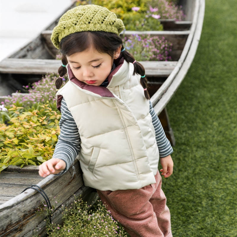 

Winter Girls Vest Jackets 2019 Autumn Thicken Vest Girls Warm Boys Vests Coat Parka High Neck Children Vests Coats Kids