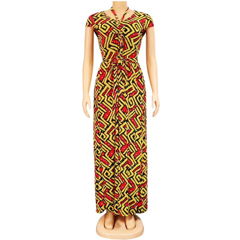 

2020 ropa mujer Femme Dresses Fashion Retro Dress A-Line Dot Summer African Sashes Beach Style Dress Women Vestidos