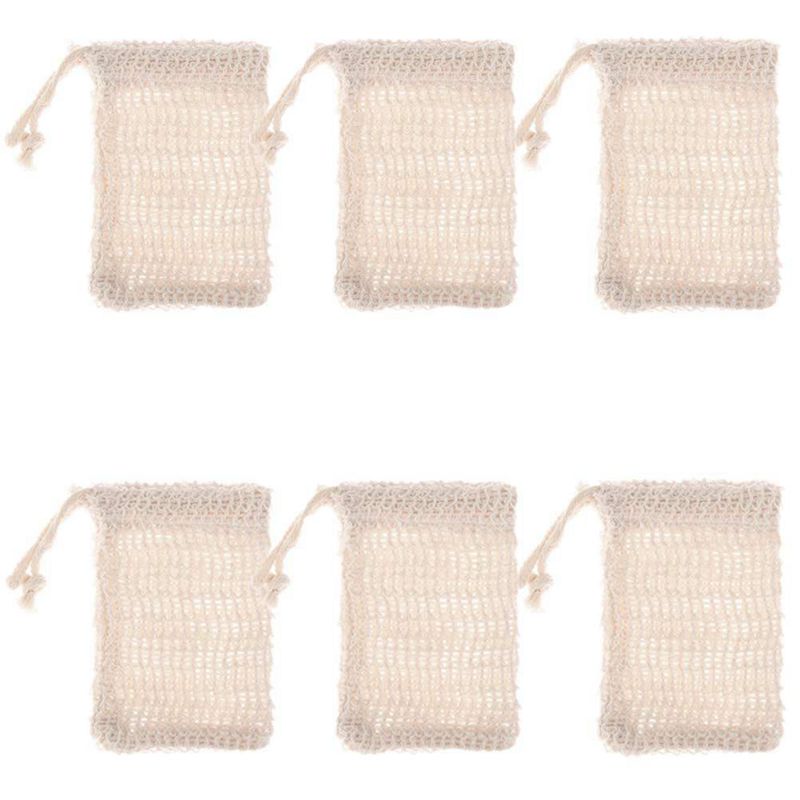 

6 Pcs Natural Exfoliating Soap Bags Handmade Sisal Soap Bags Natural Sisal Saver Pouch Holder Bath Holder