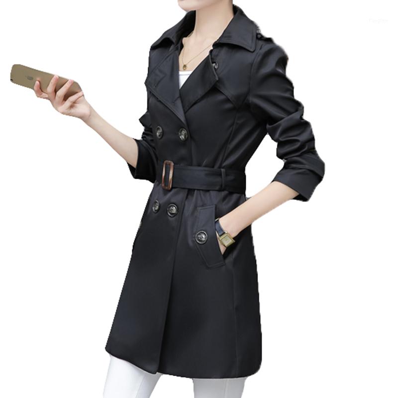 

Women Trench Coat For Office Lady Go To Work New Fashion Designer Brand Classic European Slim Coat Trench Double Breasted Plus1, White