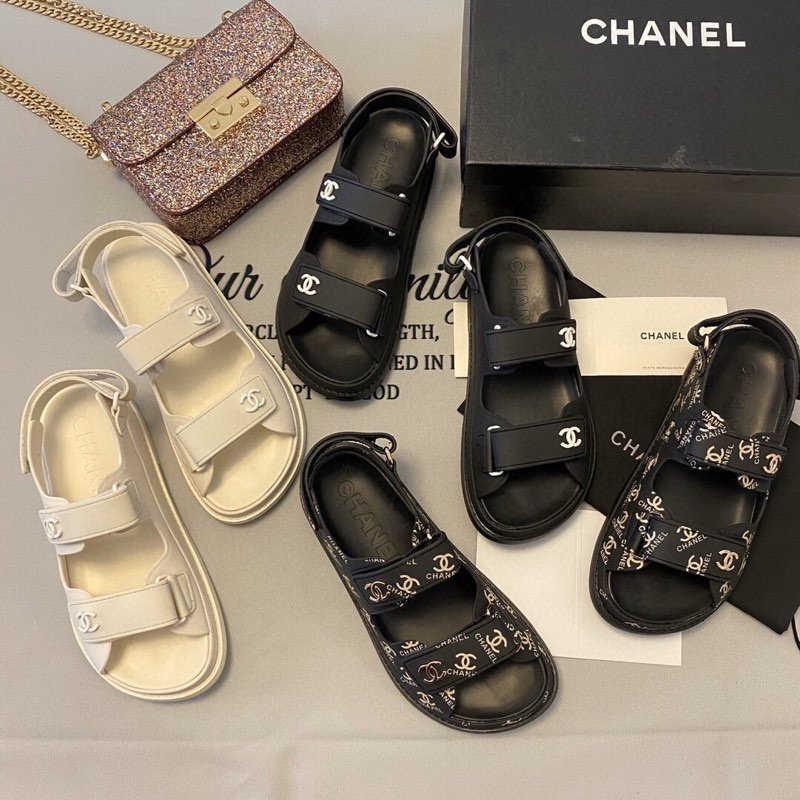 Open Toe Sandals Beach Shoes Shoe Summer White Flower Low heal Velcro Boxed