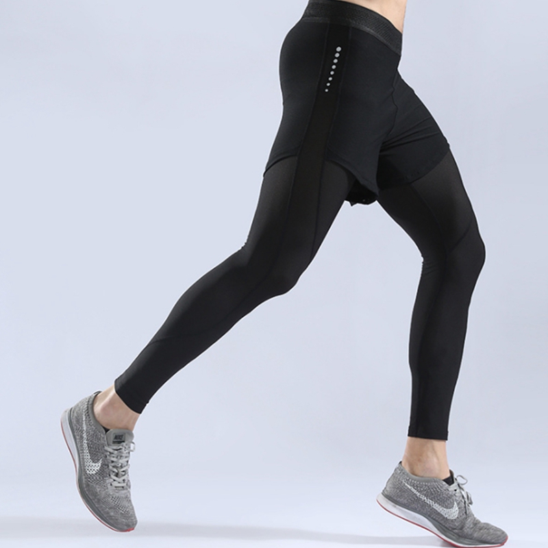 

Mens Compression Pants Sports Running Tights Basketball Gym Bodybuilding Jogging Fitness Skinny Leggings Trousers with Shorts, N206 pants