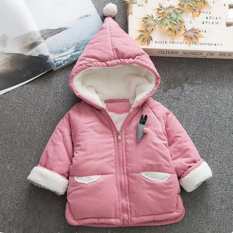 

Newborn Girl Winter Coat Cotton Baby Jacket Hooded Baby Girl Winter Coat 9-24 Months Baby Outerwear, Pink