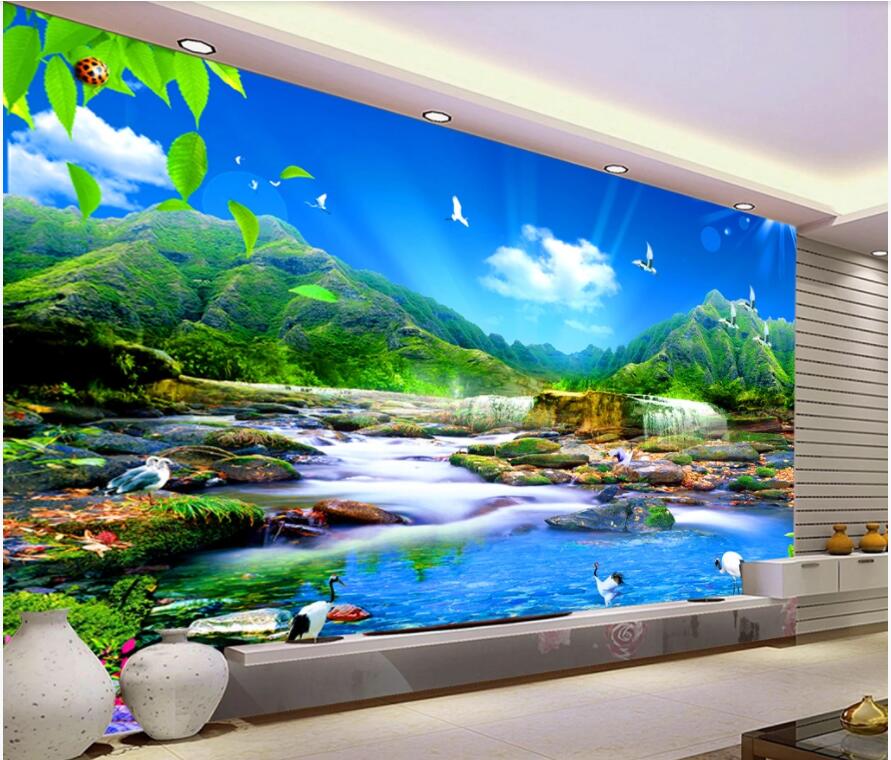 

custom photo 3d wallpaper Beautiful natural mountain river landscape living room home decor 3d wall murals wallpaper for walls 3 d, Non-woven