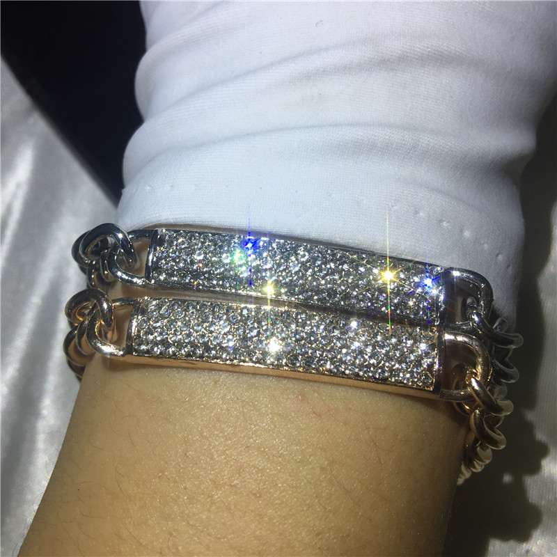 

Classic Lovers Tennis bracelet White Rose Gold Filled Crystal cz Chain Party bracelets for women men Fashion Jewerly