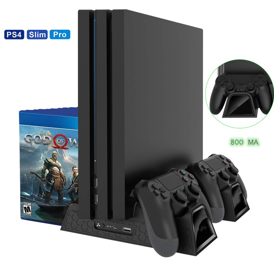 

PS4 Slim Vertical Stand chargers with Cooling Fan Multifunctional Vertical Cooling Stand Cooler Charger for Sony Playstation 4