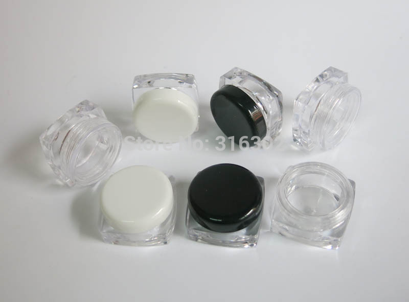 

100 x 3g plastic cosmetic jar, sample display square cream bottle PS material
