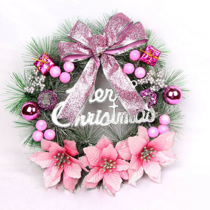 

Christmas Wreath Decor Wall Door Hanging Ornament Garland Xmas Party Decor, Silver