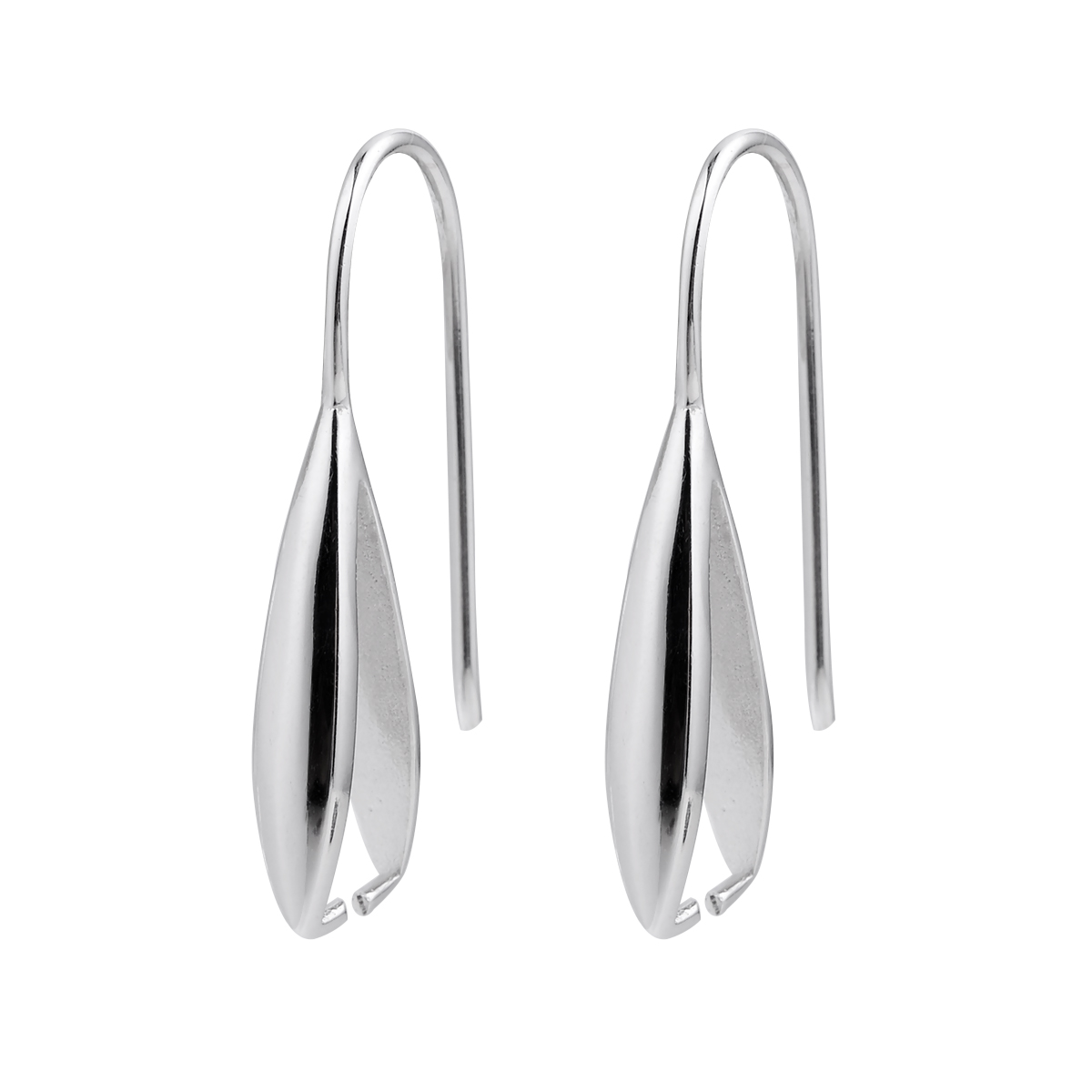 

Sterling Silver Earwires French Hook Earring Connector Findings 925 Earring Components with Pinch Bails 5 Pairs, Black