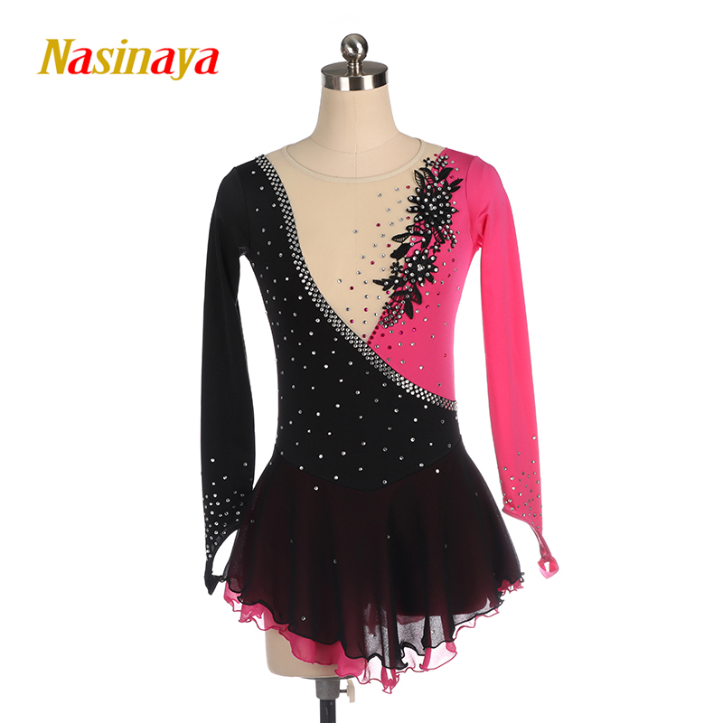 

Nasinaya Figure Skating Dress Ice Skating Skirt for Girl Women Kids Customized Competition Patinaje Performance Stitching Color