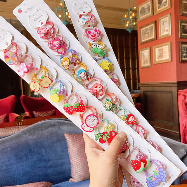 

20PCS Cartoon New Cute Lemon Grape Princess Headwear Kids Elastic Hair Bands Children Ropes Girls Accessories Baby Headdress