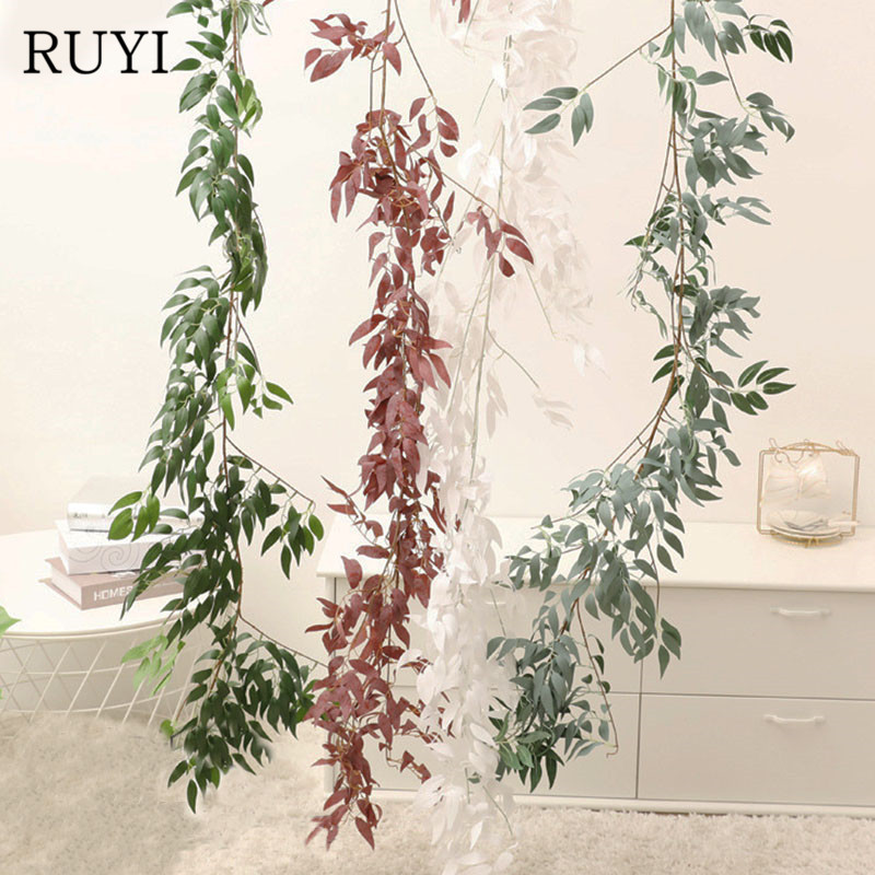 

170cm high quality Artificial Plants Willow leaf ivy Eucalyptus Green Leaves Home Wedding Garden Decorative Fake plant Vine, 04