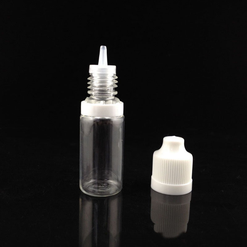 

1000pcs Per Lot 10 ml Bottle E liquid Pet Clear Dropper Bottle With Childproof Tamper Evident Cap Long Thin tip Ejuice Bottles