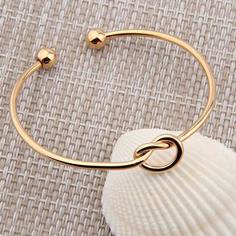 Bangle Bracelet for Women Girl Cuff Bracelets Chic Fashion Simple Knot Bangle Cuff Opening Bracelet Copper Casting Jewelry Gift Best Friend Hot Popular