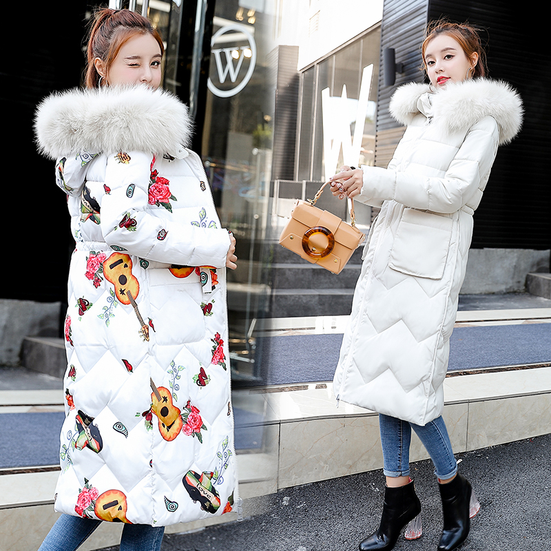 

New 2018 Women Winter Fashion Warm Thick Print Coats Preppy Style Both Two Sides Can Be Wear Down Cotton Padded Parkas Coats, Beige