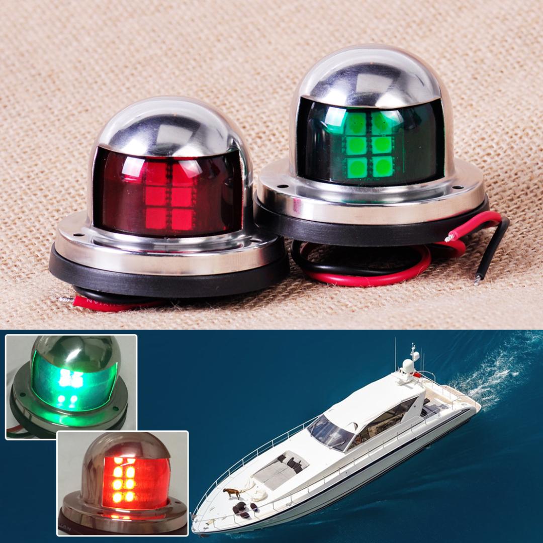 1 par de luces marinas 12 V de acero inoxidable impermeable al agua de los barcos barcos indicador de navegaci/ón yates LED advertencia de luz para barcos foco de luz luces de navegaci/ón