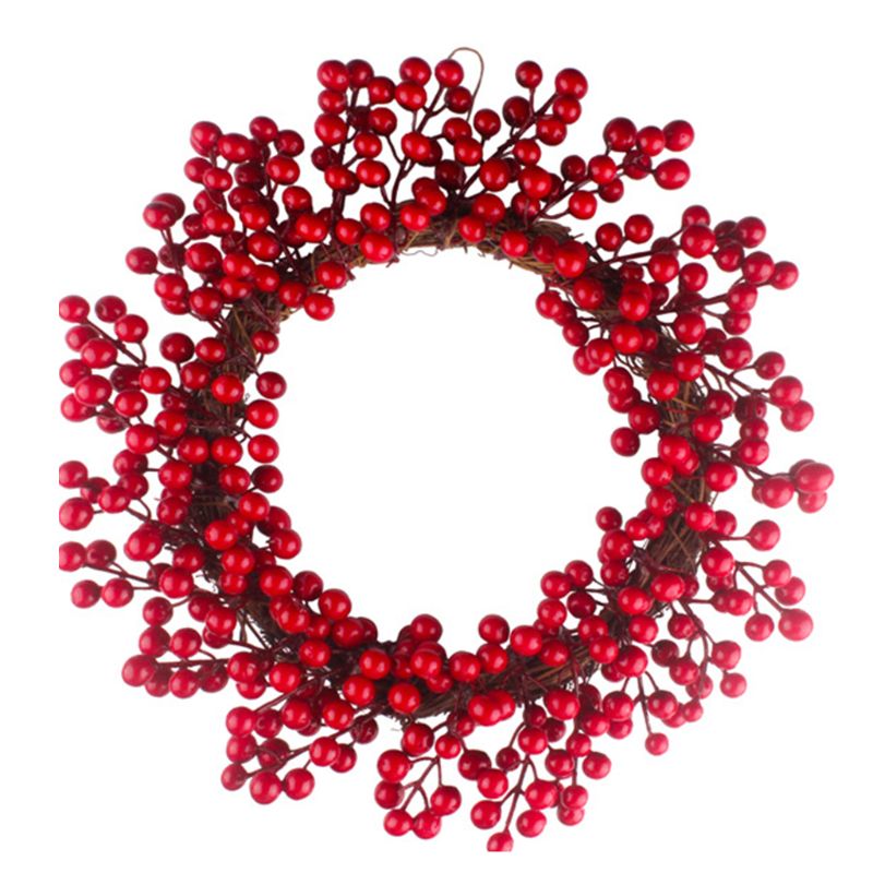 

Jungle Party Berry Decoration Wreath Red Fruit Garland Wall Door C90D, As pic