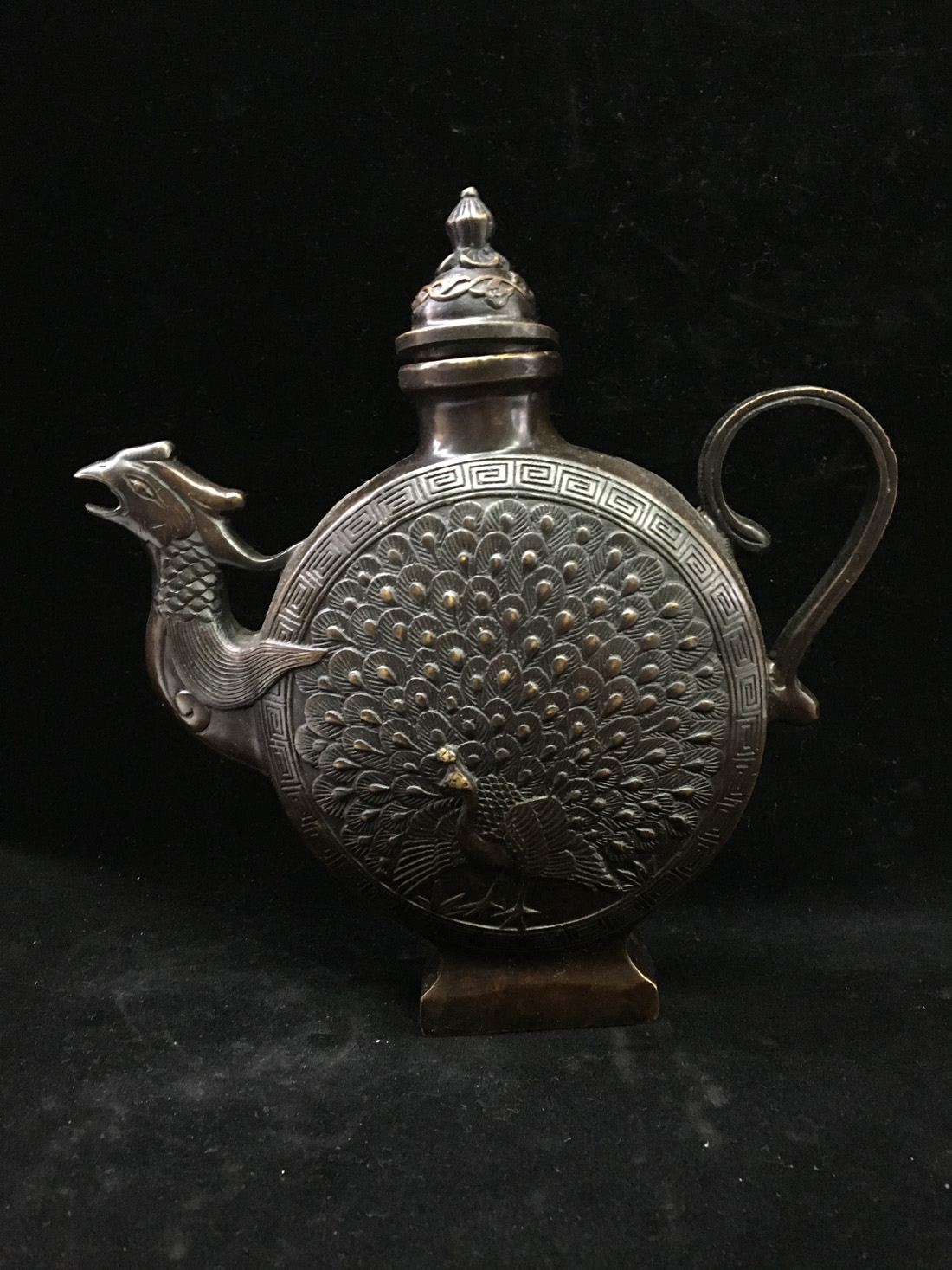 CHINESE OLD JADE TIBET-SILVER TEA POT MONKEY lid aA