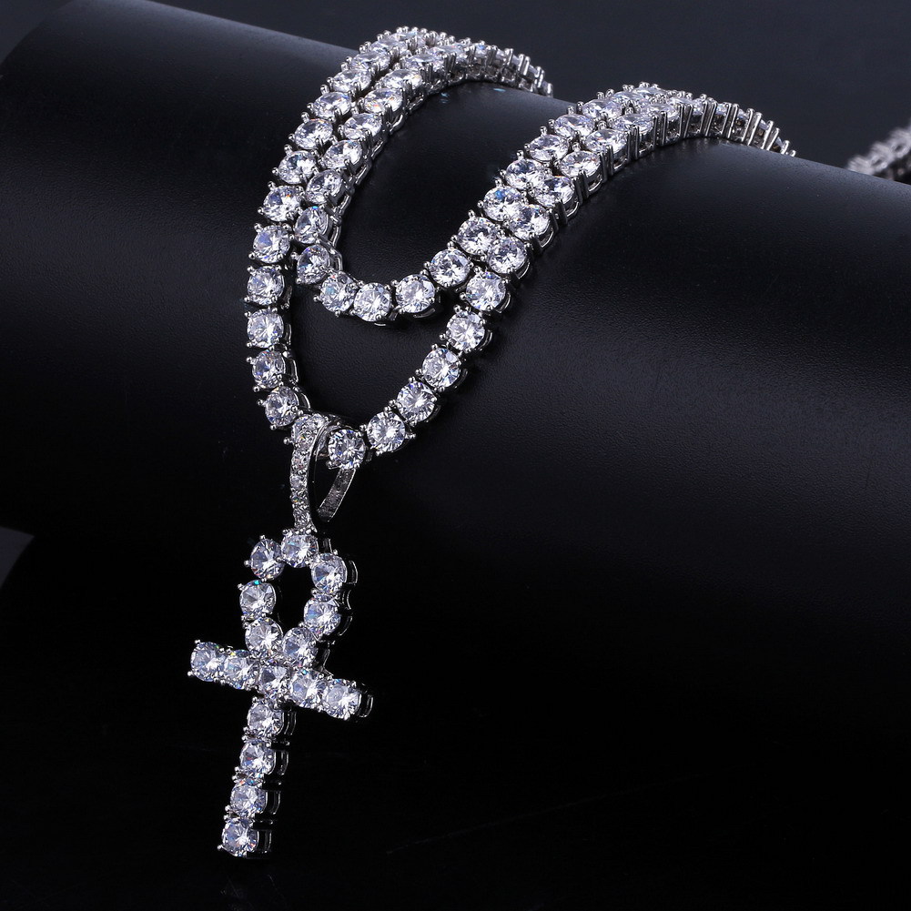 

Iced Out Pendant Hip Hop Cuban Link Chain Designer Jewelry Diamond Necklace Micro Paved CZ Crystal Cross Pendant for Men Luxury Bling