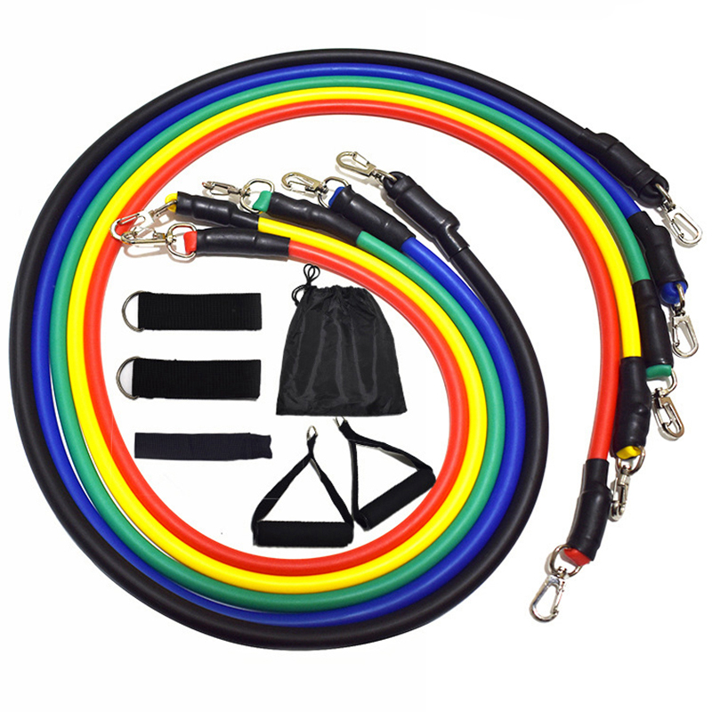 

11pcs/set Pull Rope Fitness Exercises Resistance Bands Crossfit Latex Tubes Pedal Excerciser Body Training Workout Yoga, As pic
