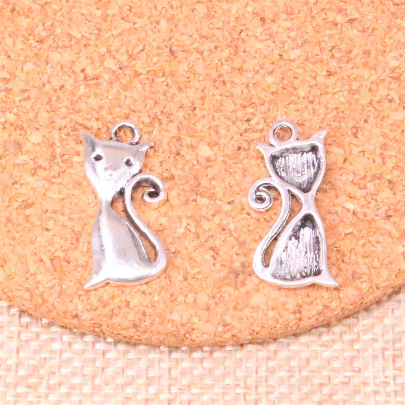 

92pcs Charms cat 25*12mm Antique Making pendant fit,Vintage Tibetan Silver,DIY Handmade Jewelry, Bronze;silver
