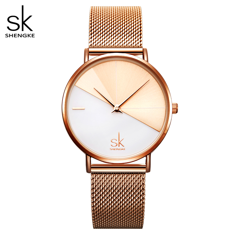 

Shengke Fashion Women Dual Color Faux Leather Strap Round Dial Analog Quartz Wrist Watch Simple Quartz Watch Dating Gift Watch, Red