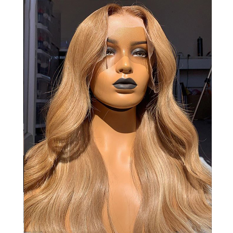 

Ombre Honey Blonde Lace Front Wigs 1B 27 Colored Human Hair Wigs Loose Wave 13x6 Lace Front Human Hair Wigs For Women Remy 150, Black