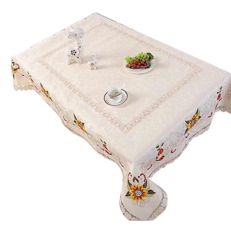 

Garden Cloth Tablecloth Printed Sun Flower Pattern for Outdoor and Indoor Use Holiday Long Dining Table, Beige