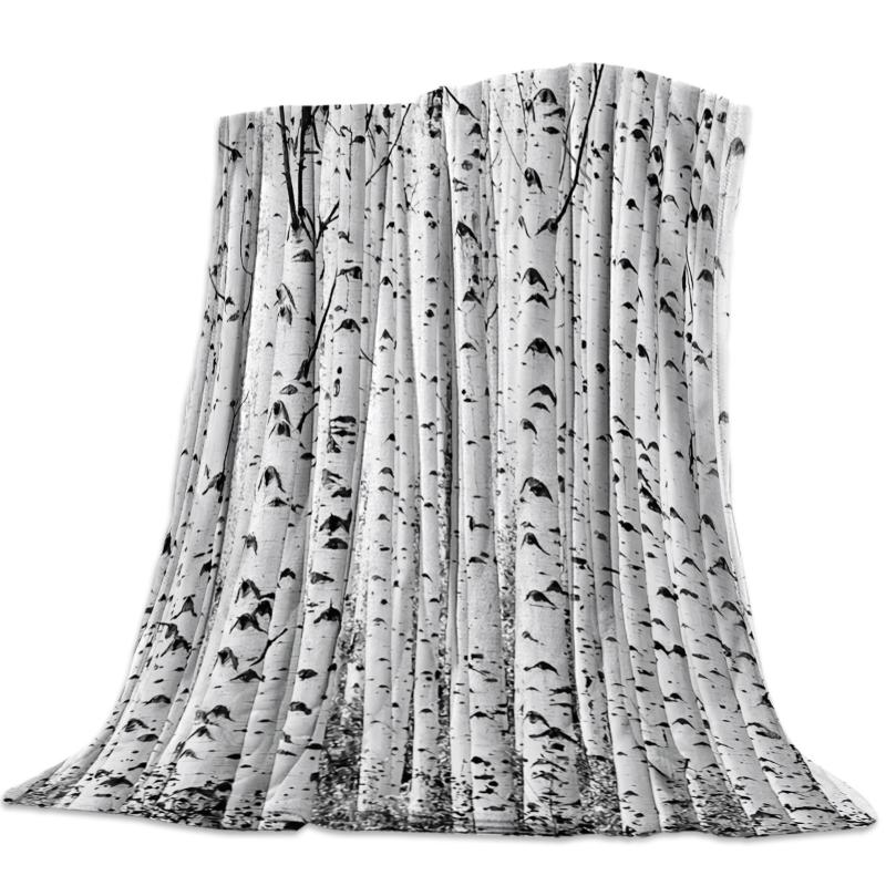 

White Birch Throw Blanket Bedspread Soft Fleece Blanket Air/Sofa/Bedding Winter Bedsheet