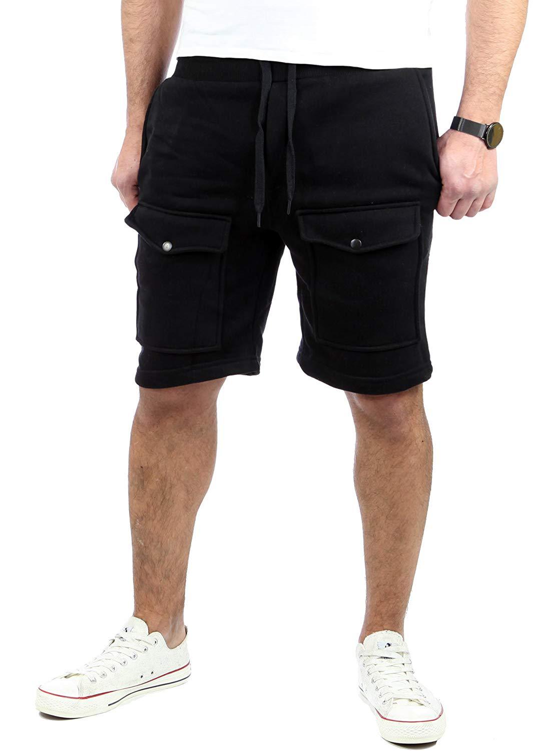 

Men's Pants Sport Shorts Men Solid Fitness Outdoor Jogging Cotton Big Pocket Multi Colors Summer Fashionable Regular, Black