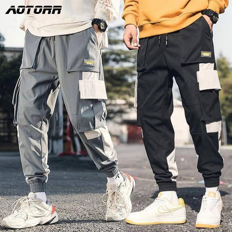 

Men's Multi Pockets Streetwear Pants Cargo Harem Pants Hip Hop Casual Male Joggers Track 2020 New Men Harajuku Trousers, Mfk191 grey