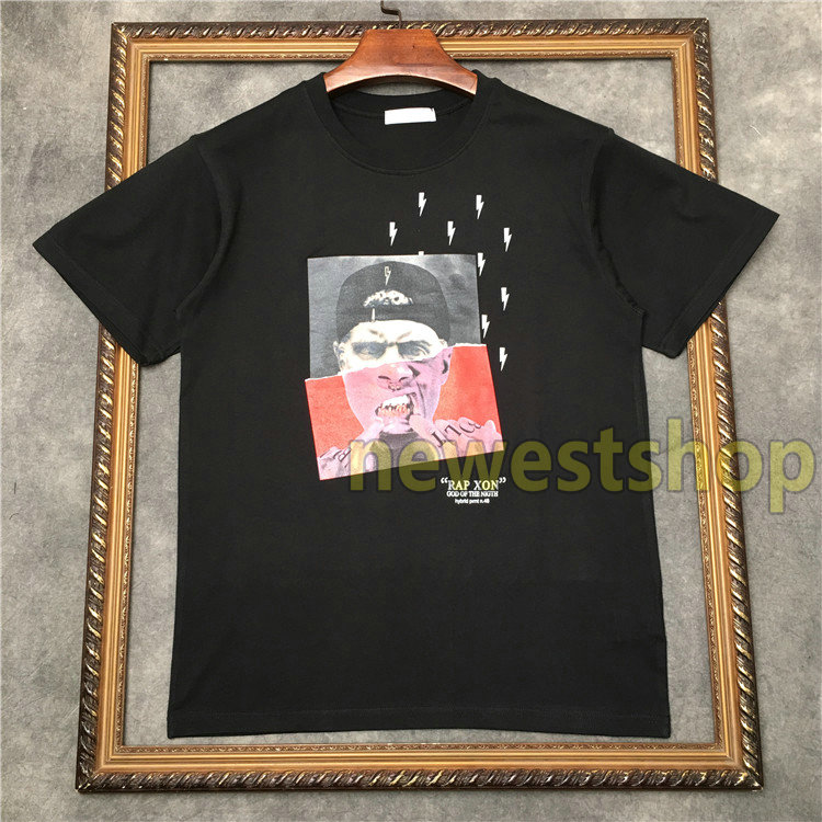 

Summer mens geometry print tshirt High Quality womens Designer T shirt Camisetas photo printing T-Shirts unsex cotton tee, Black