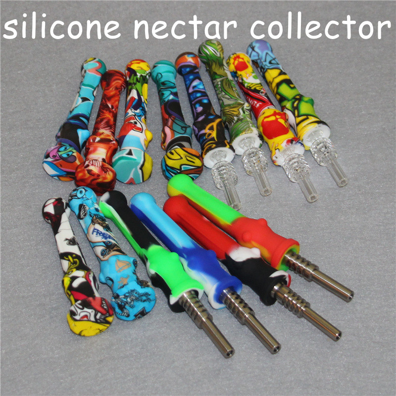 

Silicone Nectar nector Collector kit Hookahs Concentrate smoke Pipe with 14mm GR2 Titanium Quartz Tip Dab Straw Oil Rigs smoking hand pipes