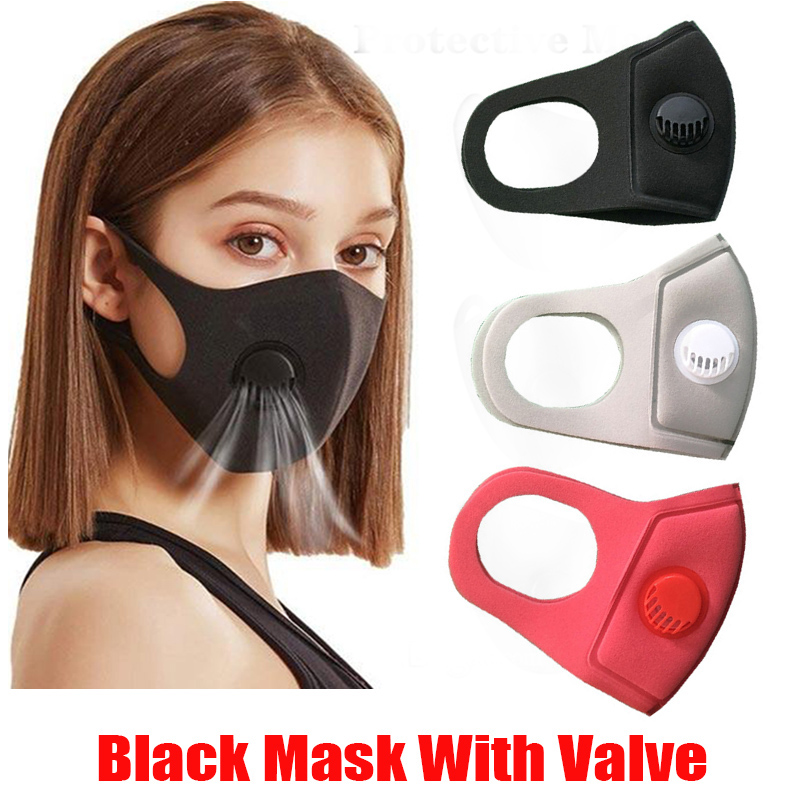 

Black Anti Dust Mask With Valve PM2.5 Breathing Filters Protective Face Mouth Cotton Masks Respirator Washable Reusable Anti Fog Haze New