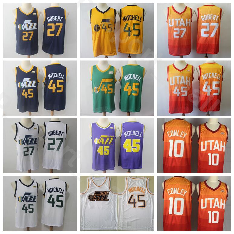 

Men Basketball Rudy Gobert Jersey Donovan Mitchell John Stockton Karl Malone Mike Conley Edition Earned City Purple Navy Blue White Orange, Black;red