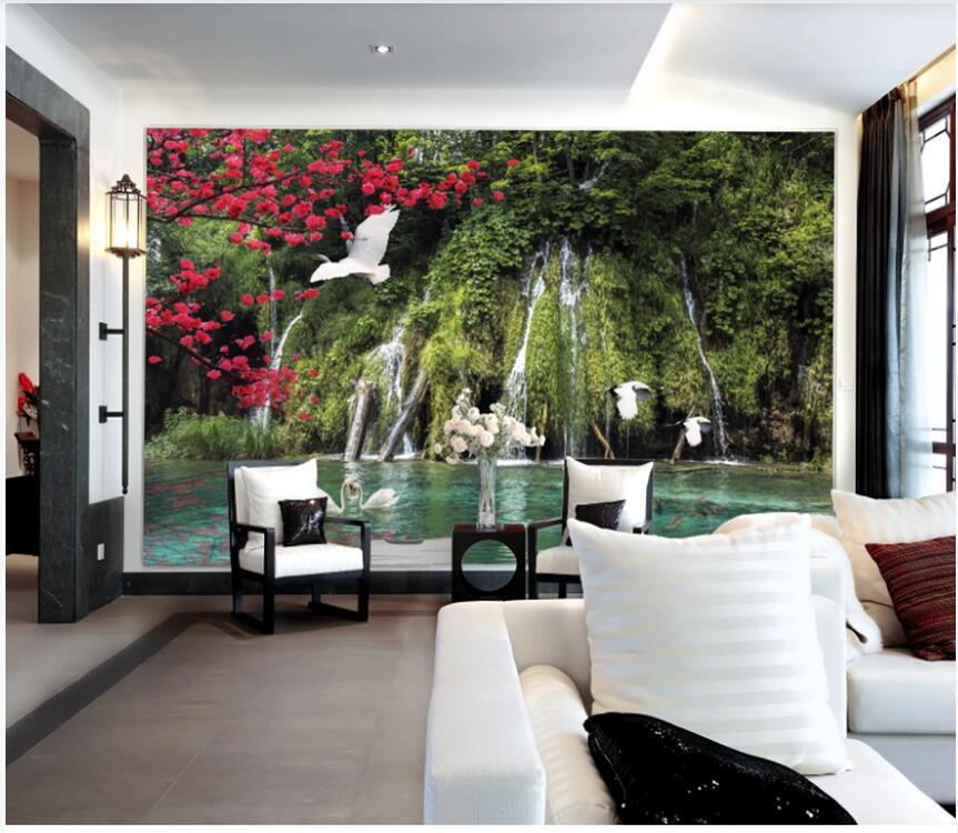 

WDBH 3d wallpaer custom photo mural Natural landscape plum crane landscape tv background decor living room wallpaper for walls 3 d, Non-woven