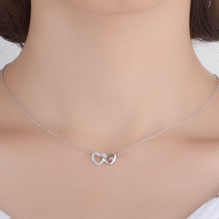 

Pendant Necklaces 2021 Sports And Leisure Sweet Romantic Exquisite High-end Affordable Double Love Women's Necklace