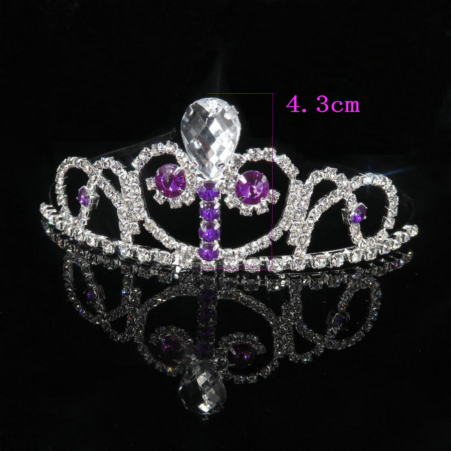 2019 Luxury Elegant Purple Crystal Bridal Crown Girls Tiaras Hair
